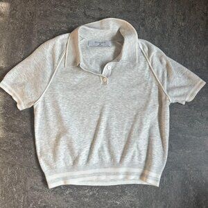 Primark Women's Grey and White Polo-shirts